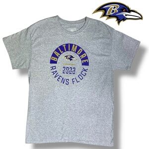 Baltimore Ravens T-Shirt Crew Neck Short Sleeve Gray T-Shirt Unisex Mens Large